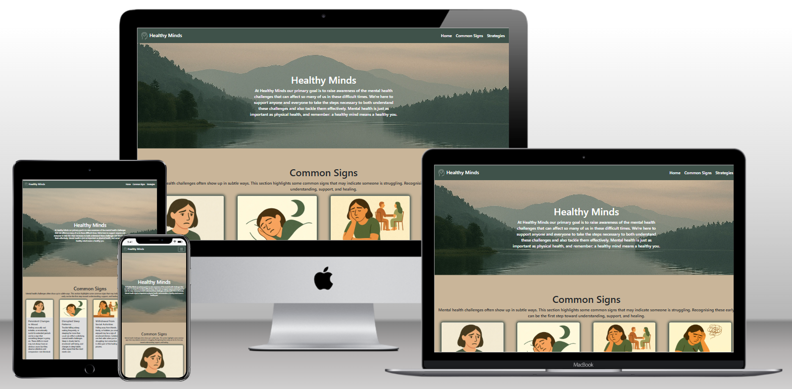 A screenshot of the website created by Arun Dhanjal named Healthy Minds.