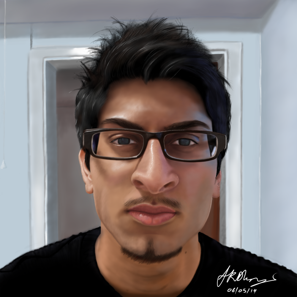 Self portrait digital painting of Arun Dhanjal.