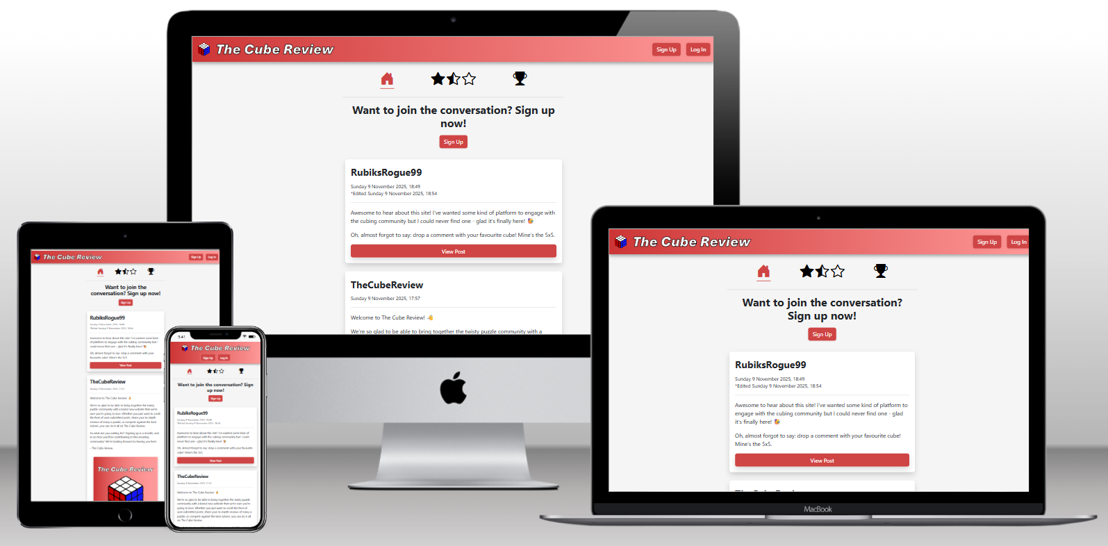 A screenshot of the website created by Arun Dhanjal named The Cube Review.